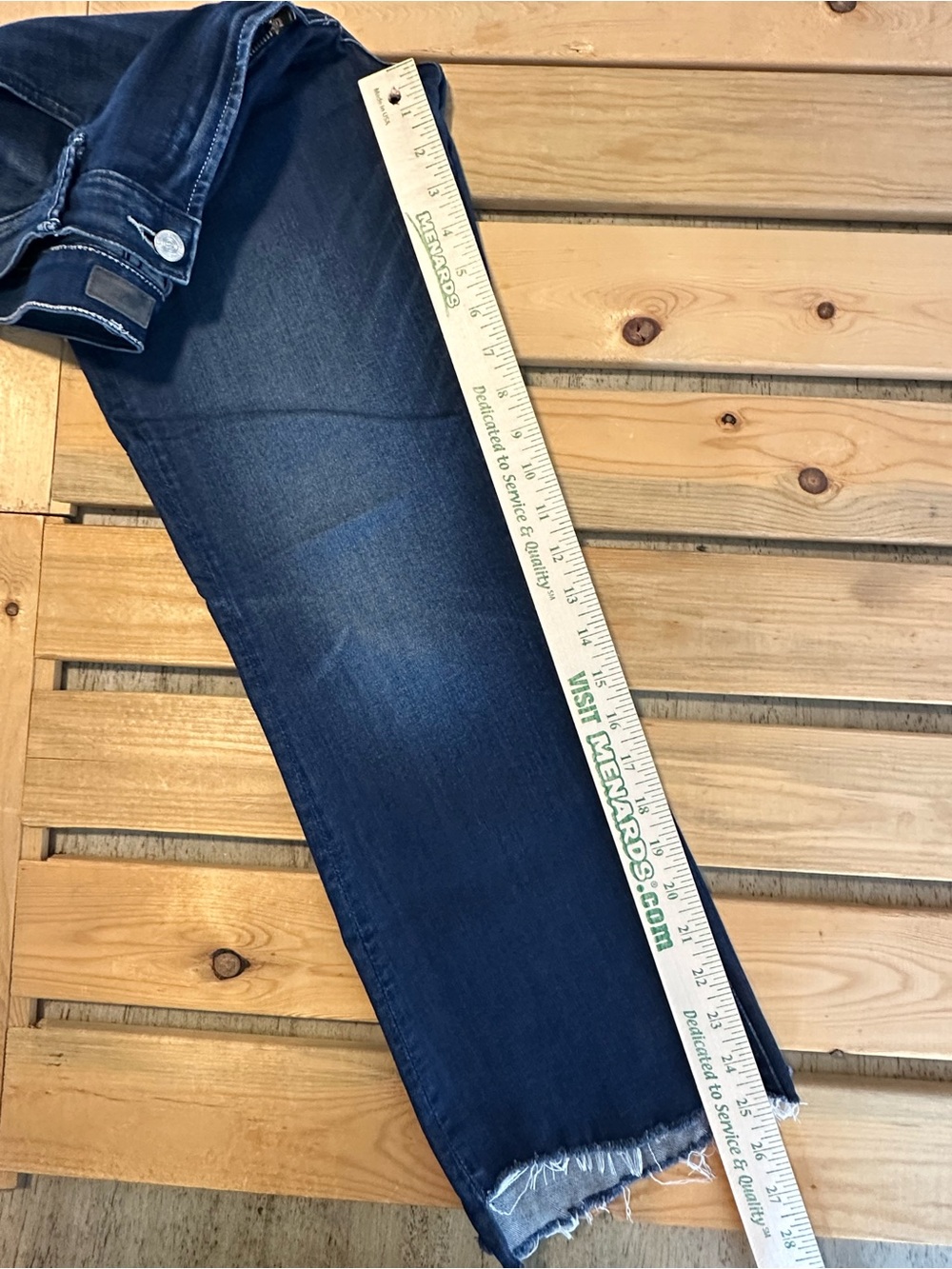 Mother The Insider Crop Step Fray Jeans Tongue And Chic Blue Size 30 - Picture 8 of 9